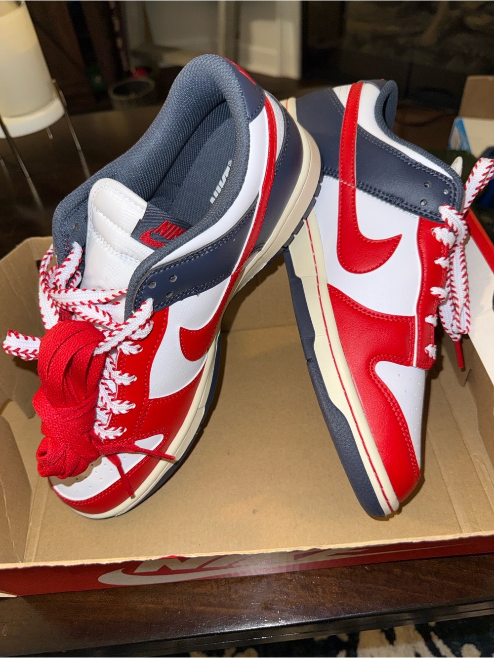 Orange, White & Navy Low-Top Sneakers